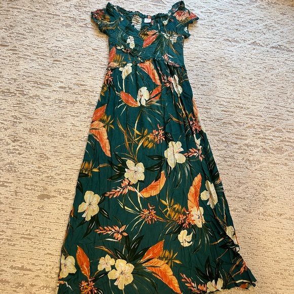 patrons of peace green dress Oliana Asymmetric Halterneck Maxi Dress in Olive Green